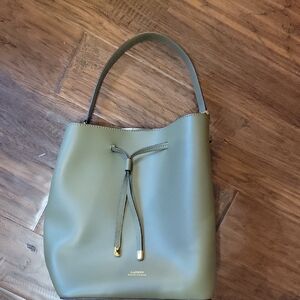 Olive Green Leather Tote Bag Ralph lauren